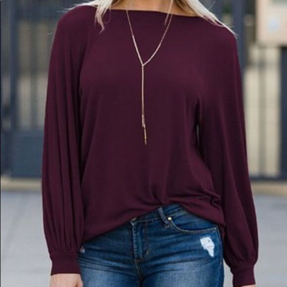 SALE Burgundy and Teal Blouse - Picture 2 of 10